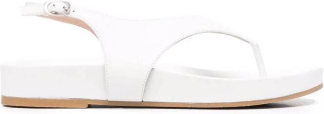 Stuart Weitzman Witte leren teenslipper White Dames