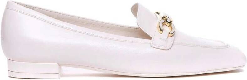 Stuart Weitzman Witte Leren Vierkante Loafers White Dames