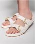 Stuart Weitzman Witte Platgeweven Raffia Muiltjes met Gespen White Dames - Thumbnail 1