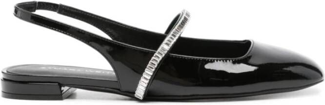 Stuart Weitzman Zwarte Ballerina Flats Kristal Decoratie Black Dames