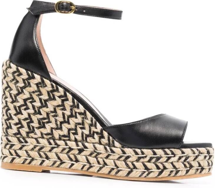 Stuart Weitzman Zwarte Espadrille Sleehak Sandalen Black Dames