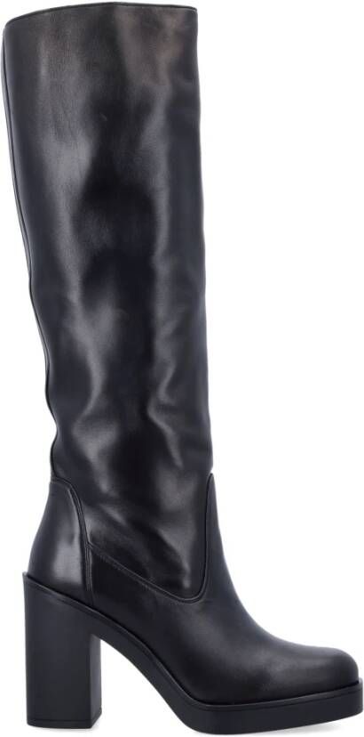 Stuart Weitzman Zwarte Gesloten Leren Kniehoge Laarzen Black Dames