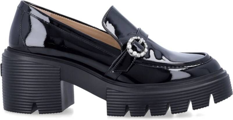 Stuart Weitzman Zwarte Gesloten Loafer met Kristallen Gesp Black Dames