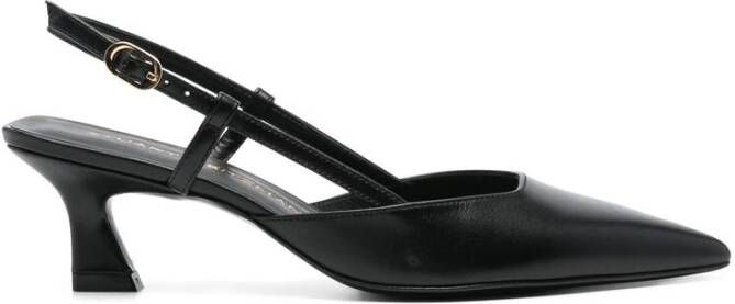 Stuart Weitzman Zwarte Gesp Slingback Puntige Neus Hakken Black Dames