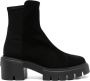 Stuart Weitzman Zwarte suède en stoffen 5050 Soho enkellaarzen Black Dames - Thumbnail 10