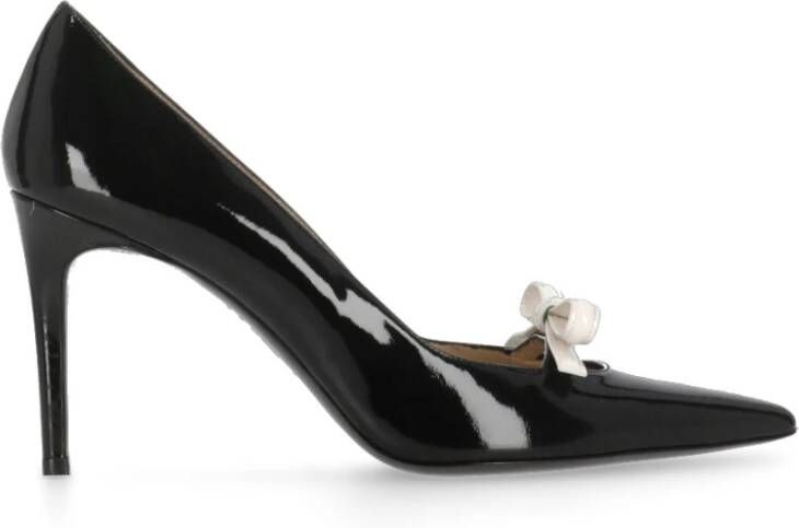 Stuart Weitzman Zwarte leren décolleté met strikdetail Black Dames