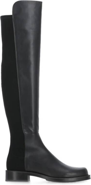 Stuart Weitzman Zwarte Leren en Stoffen Dameslaarzen Black Dames