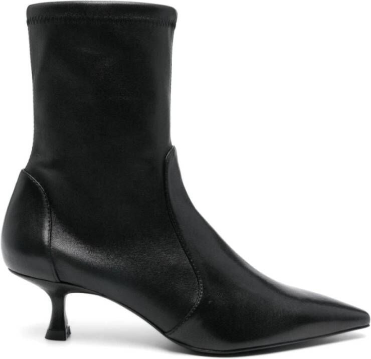 Stuart Weitzman Zwarte Leren Kitten Heel Laarzen Black Dames