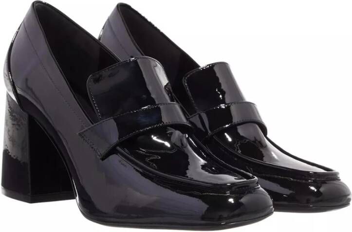 Stuart Weitzman Zwarte leren loafer met blokhak Black Dames