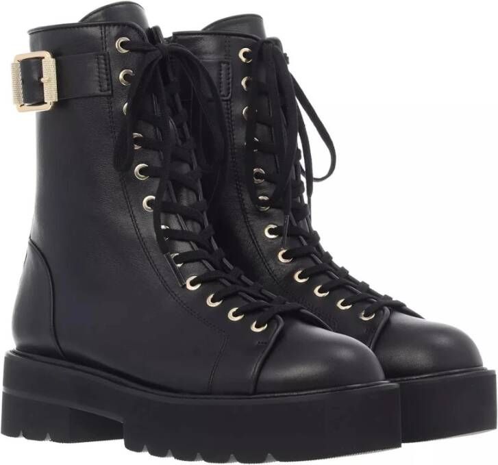 Stuart Weitzman Zwarte Leren Plateau Enkellaarzen Black Dames