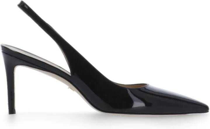 Stuart Weitzman Zwarte leren slingback met stilettohak Black Dames