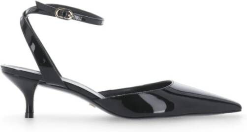 Stuart Weitzman Zwarte leren slingback met stilettohak Black Dames