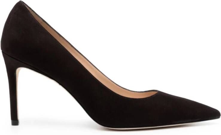 Stuart Weitzman Zwarte Suède Pumps met Puntige Neus Black Dames