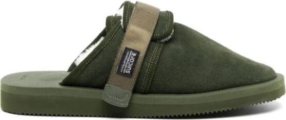 Suicoke Olijfleer Muiltjes Sandalen Green Dames