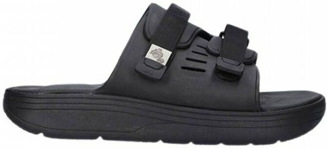 Suicoke Zwarte Logo Sandalen met Rubberen Zool Black Dames