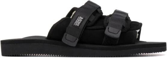 Suicoke Zwarte Leren Slides Sandalen Black Dames