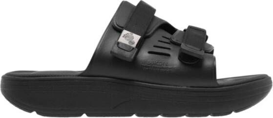 Suicoke Zwarte Logo Sandalen met Rubberen Zool Black Dames