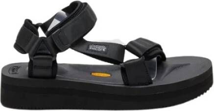 Suicoke Zwarte Nylon Sandalen met Vibram Zool Black Heren