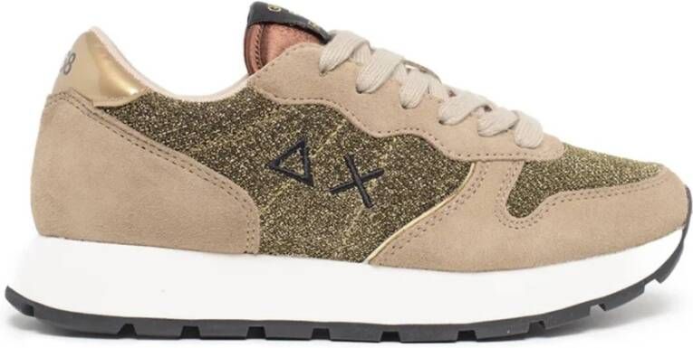 Sun68 Ally Glitter Mesh Hardloopschoen in Donker Beige Dames