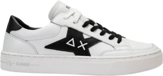 Sun68 Witte Zwarte Leren Skate Sneakers White Heren