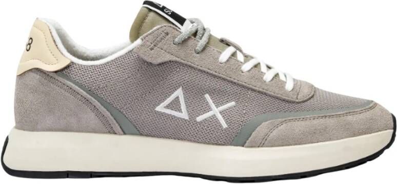 Sun68 Lichtgrijze Hardloopsneakers met Suède Gray Heren