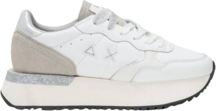 Sun68 Dames Lage Sneakers van Leer White Dames