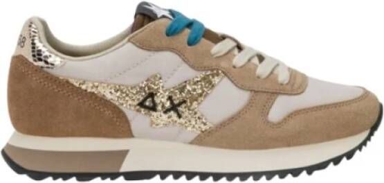 Sun68 Glitter Logo Stargirl Sneakers Beige Dames