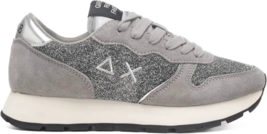 Sun68 Glitter Mesh Sneakers met stoffen veters Gray Dames