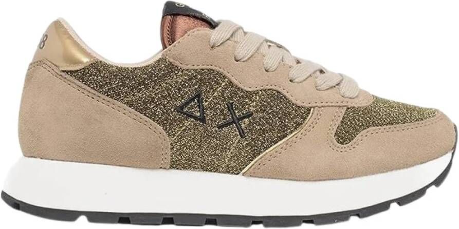 Sun68 Ally Glitter Mesh Hardloopschoen in Donker Beige Dames