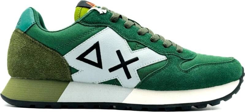 Sun68 Nylon Suede Sneakers Multigreen Rubber Zool Green Heren