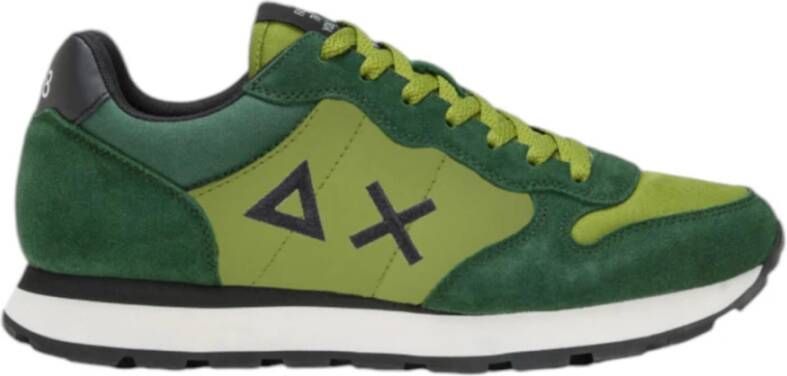 Sun68 Groene Tom Sneaker met Mix van Materialen Green Heren