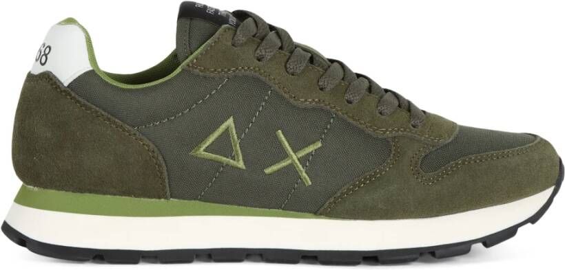 Sun68 Leren en Stoffen Sneakers TOM Solid Green Heren