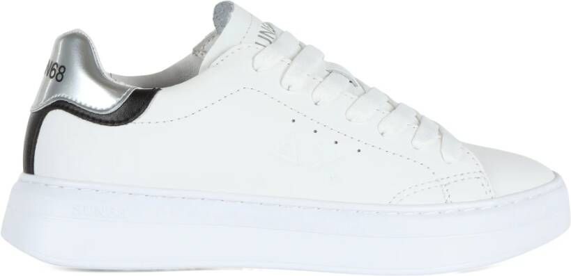 Sun68 Leren Logo Sneakers met Contrast Zool White Dames