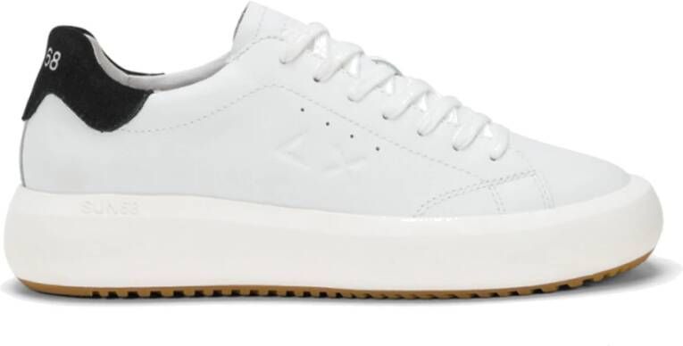 Sun68 Leren Sneakers in Wit Zwart White Heren