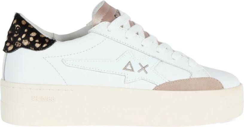 Sun68 Leren Sneakers met Contrast Inzetstukken White Dames