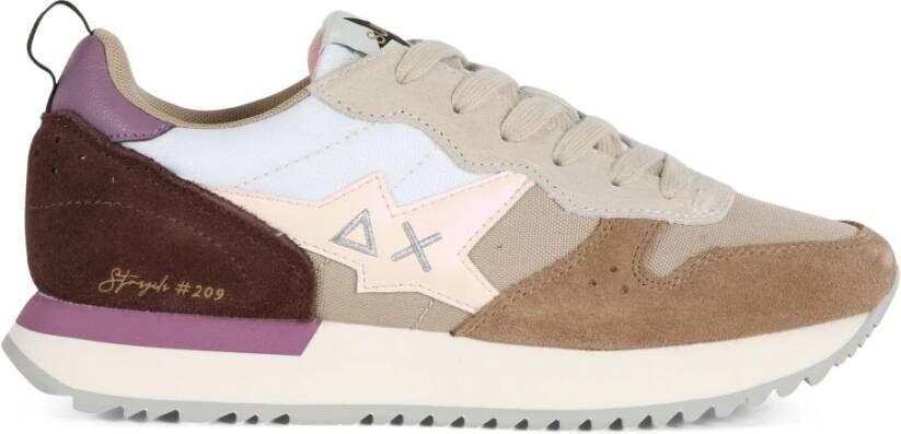 Sun68 Multicolor leren en stoffen sneakers Beige Dames