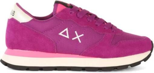 Sun68 Nylon Sneakers met Eco-Leer Inzetstukken Purple Dames