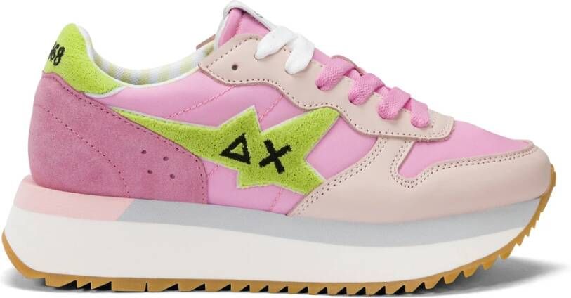 Sun68 Roze Verhoogde Sneakers met Big Stargirl Sponge Logo Multicolor Dames