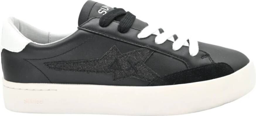 Sun68 Stijlvolle Katy Leren Sneakers in Zwart Gray Dames