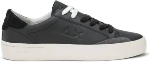 Sun68 Straat Leren Sneakers in Zwart Black Heren