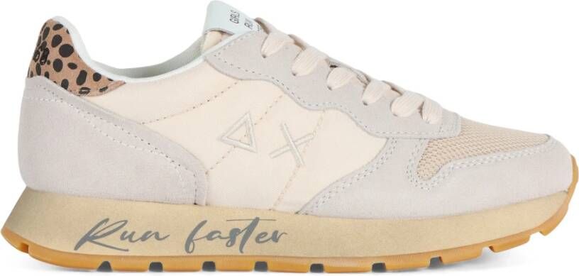 Sun68 Vintage Leren en Stoffen Sneakers Beige Dames