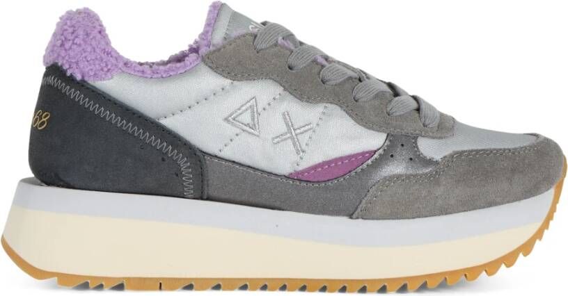 Sun68 Winter Leren en Stoffen Sneakers Gray Dames