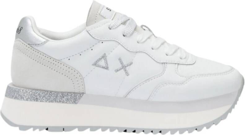 Sun68 Witte Leren Platte Schoenen White Dames