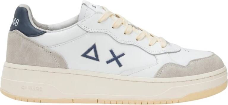 Sun68 Witte Leren Sneakers Big Basket White Heren