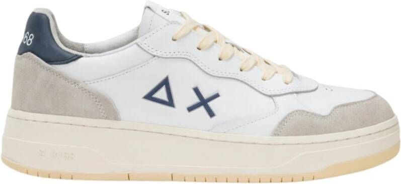 Sun68 Witte Platte Sneaker Leer Suède White Heren