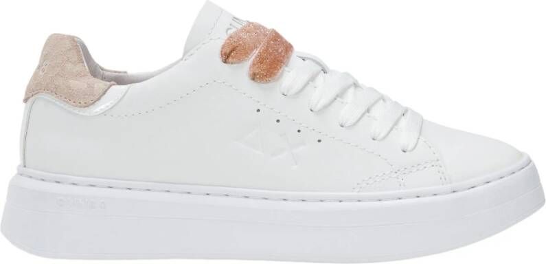 Sun68 Witte platte veterschoenen White Dames