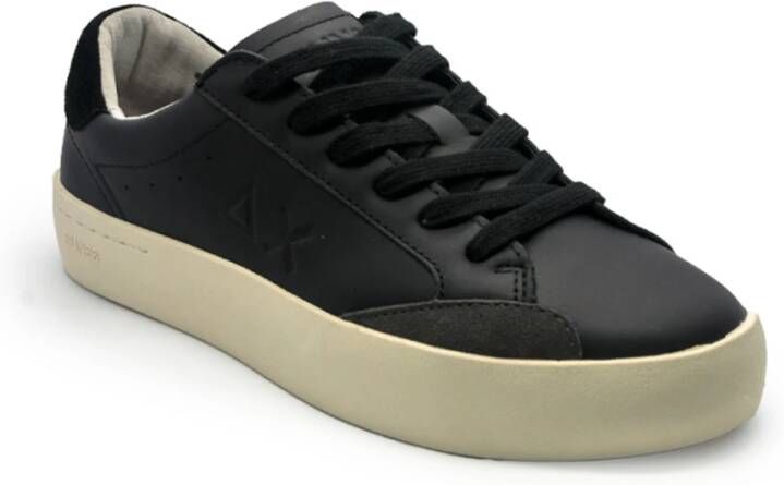 Sun68 Straat Leren Sneakers in Zwart Black Heren