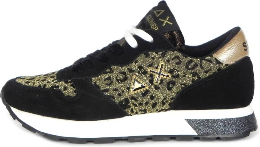 Sun68 Zwart Goud Animal Print Modieuze Sneakers Black Dames