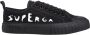 Superga Ripped Logo Sneakers Effen Patroon Veters Black Dames - Thumbnail 1