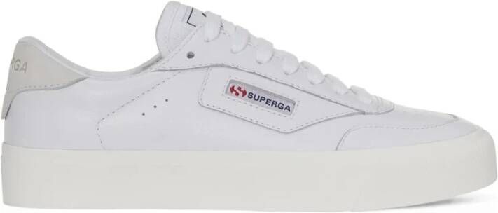 Superga wit online leer